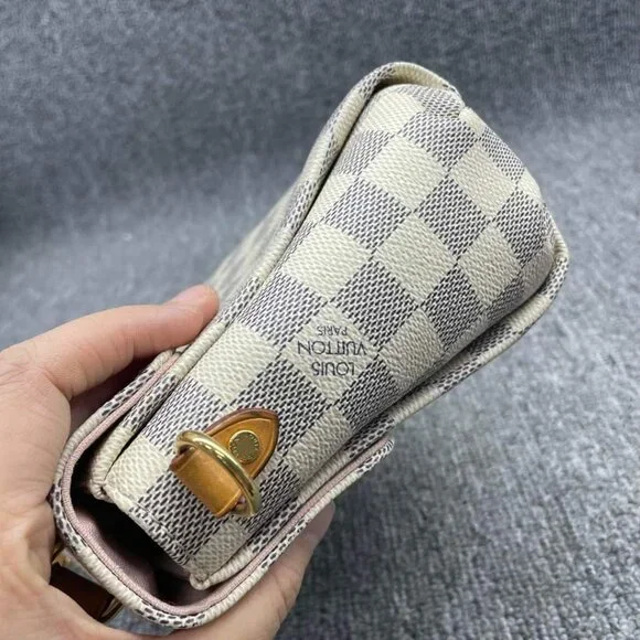 100% Authentic Louis Vuitton Croisette White Damier Azur Canvas Satchel Bag - Picture 4 of 16